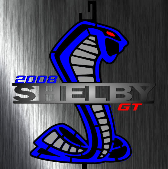 2008 Vista blue, black and silver shelby GT hood prop