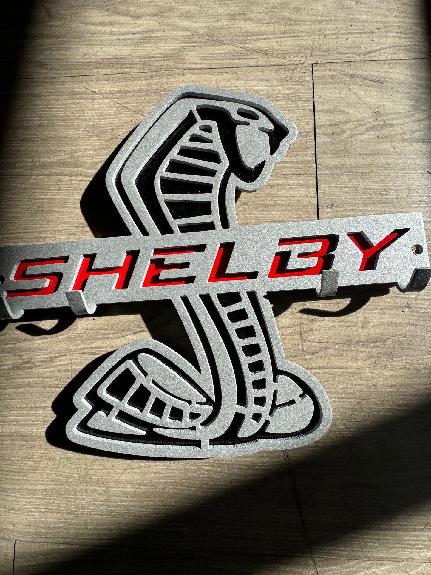 Shelby key hanger rack silver red and black