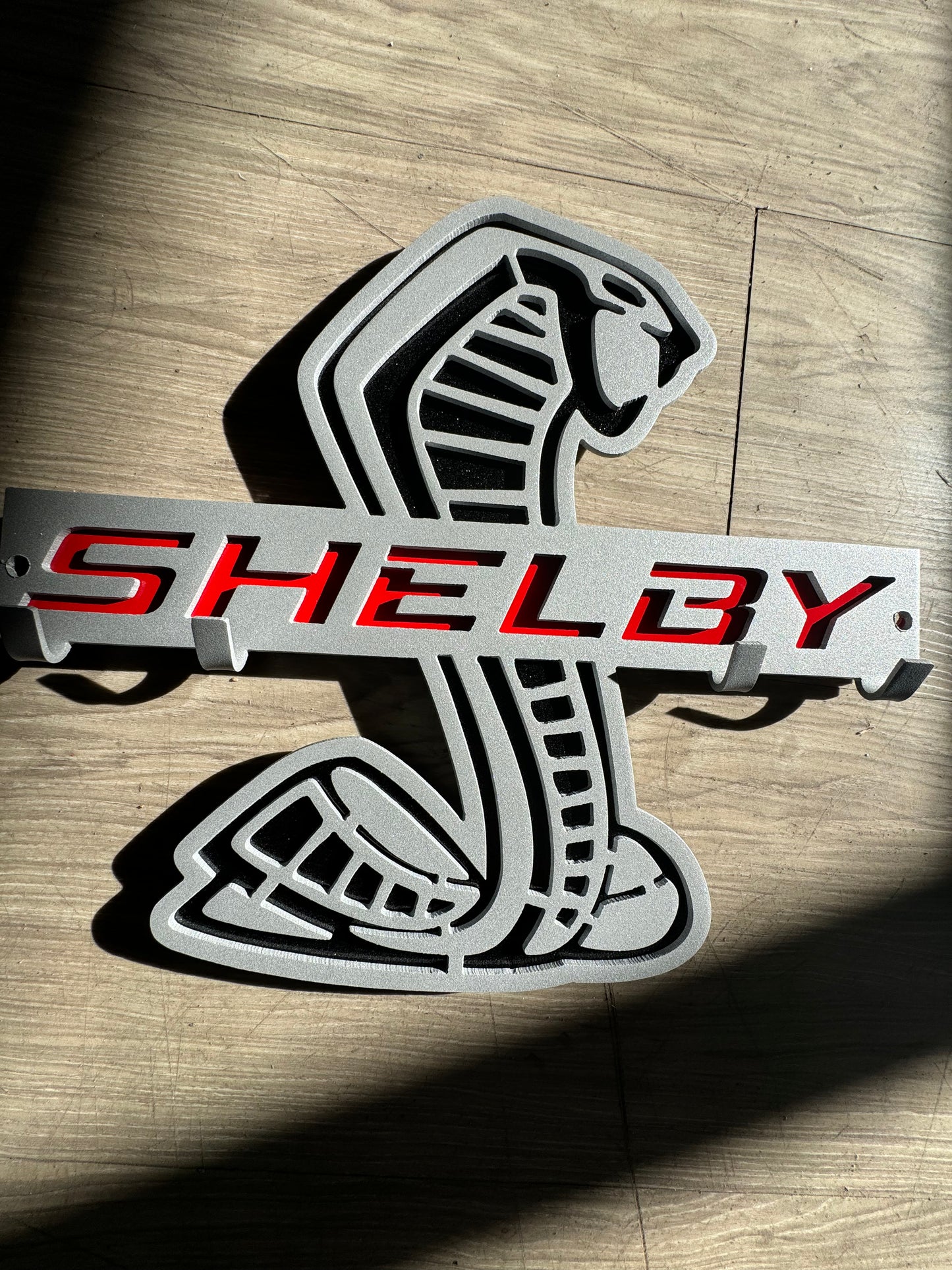 Shelby key hanger rack silver red and black