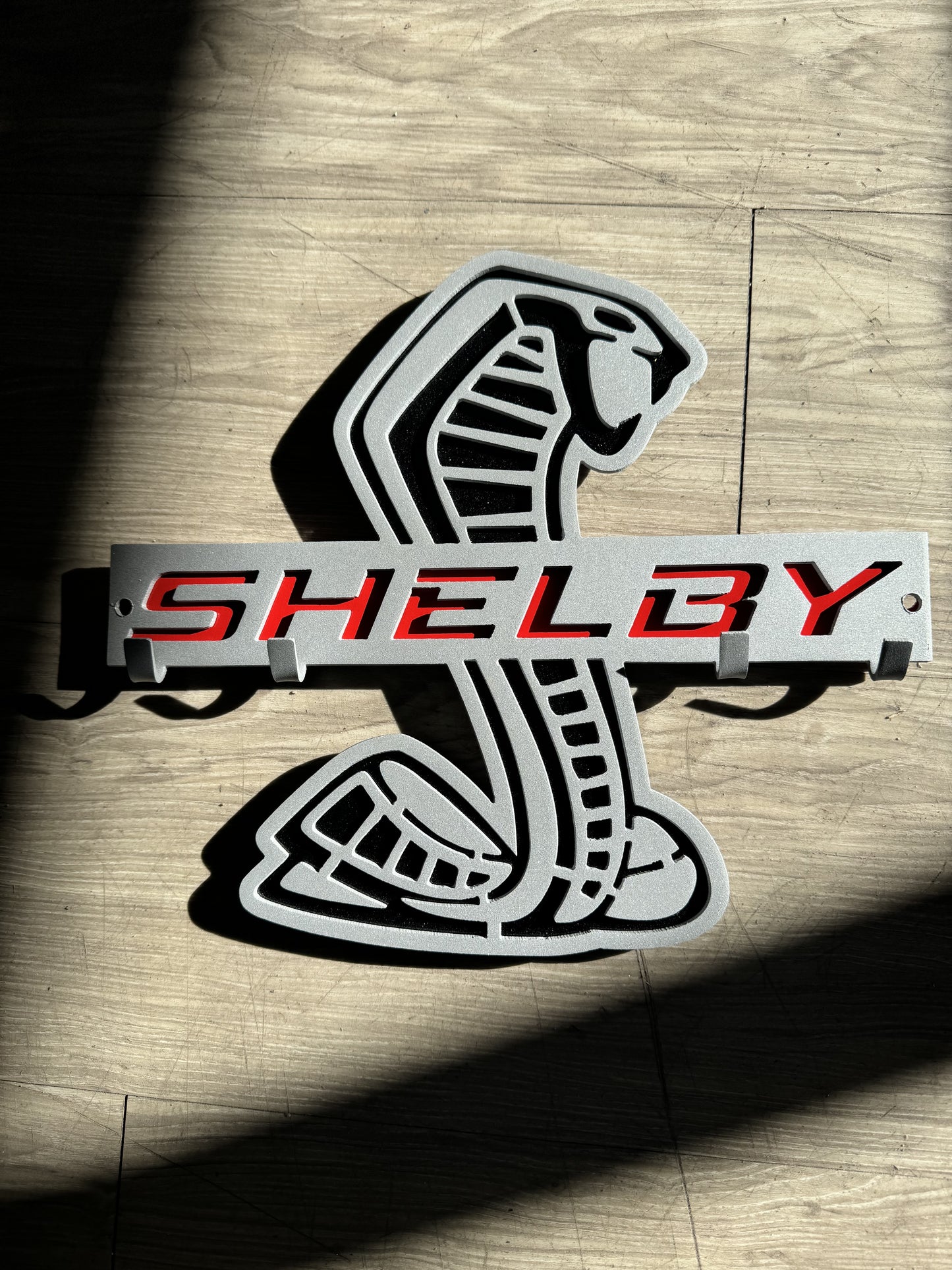 Shelby key hanger rack silver red and black