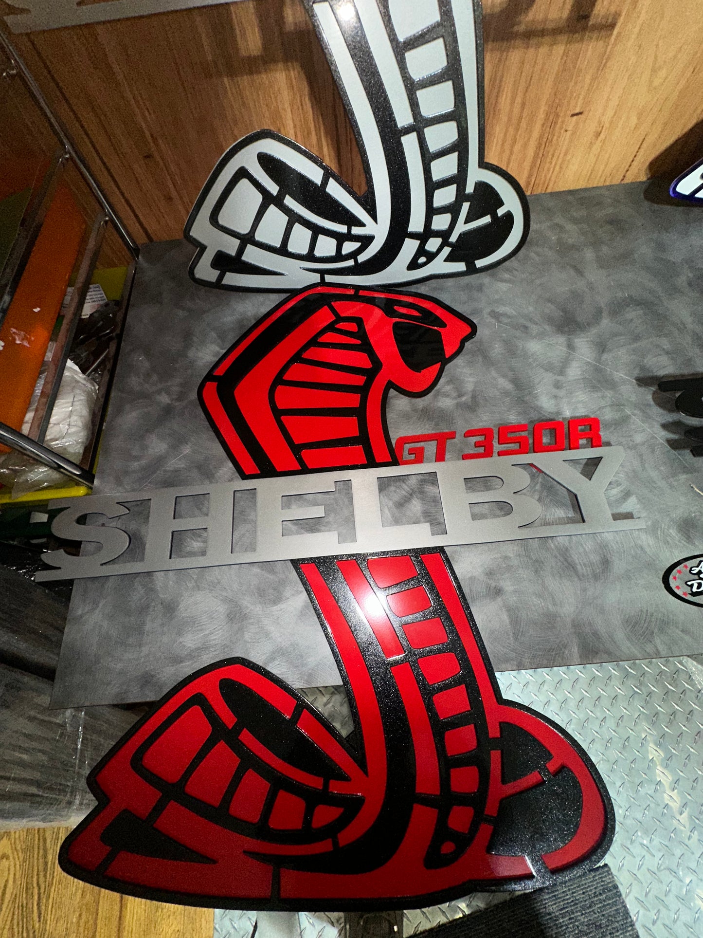 Shelby GT 350R EDITION hood prop, BLACK AND RED