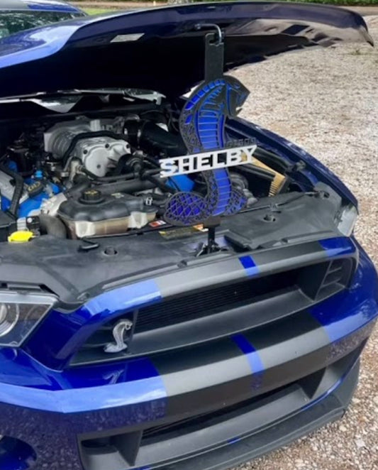 Shelby gt500 Blue metallic hood prop 24x12”