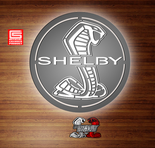 20x20 shelby sign with optional led 6500w white backlit BLACK METALLIC & SILVER
