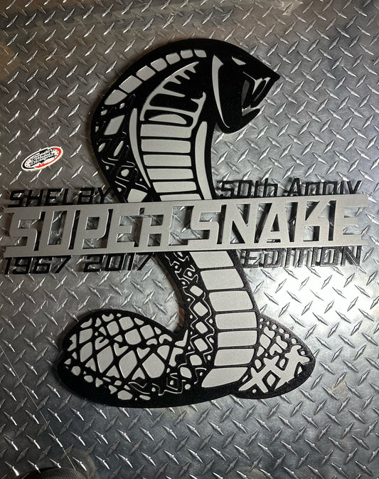 Shelby super snake 50th anniv cobra gt500 hood prop, black and silver