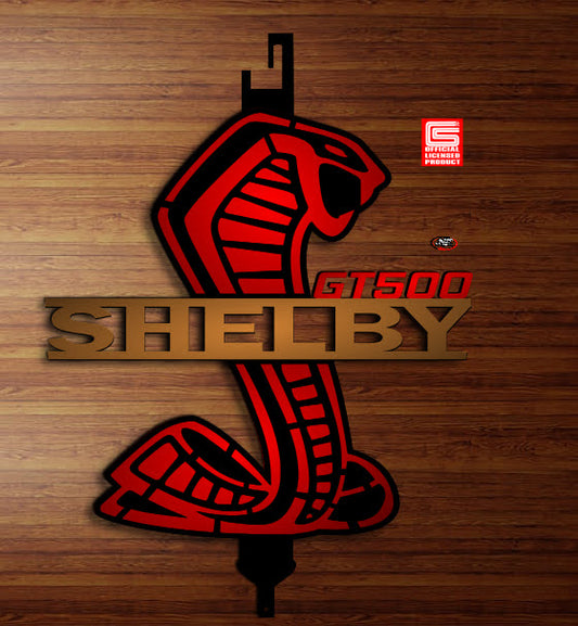 Custom Shelby gt500 hood prop, black / rapid red with bronze SHELBY lettering