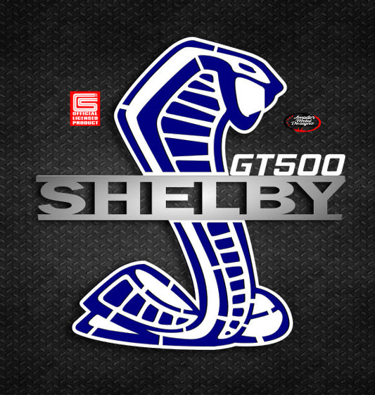 Shelby gt500 hood prop, white& dark blue