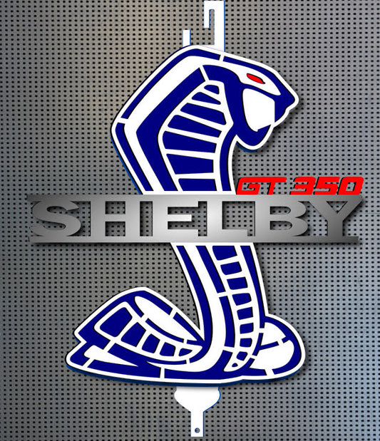 Shelby GT350 hood prop, kona blue/ white red eye