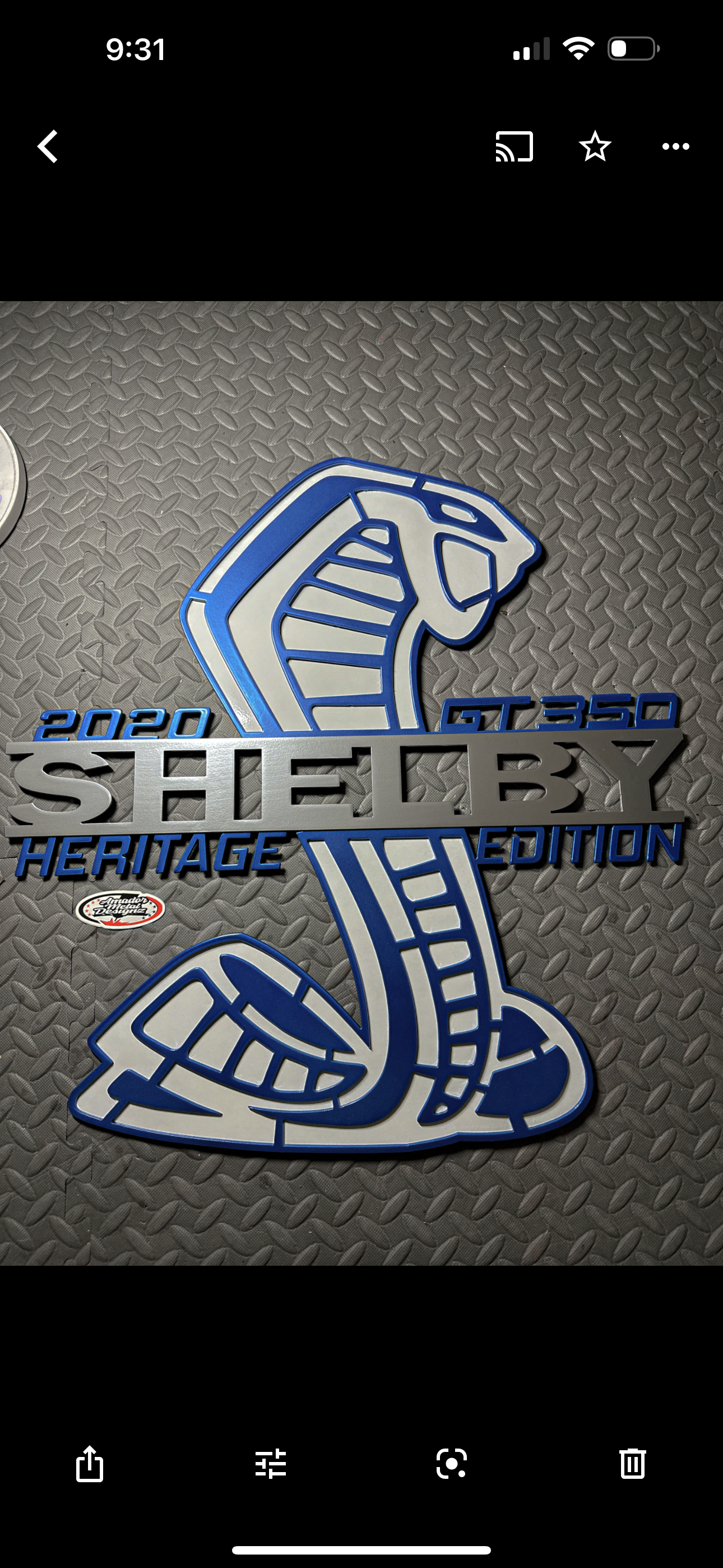 Shelby heritage edition gt350 hood prop, blue metallic