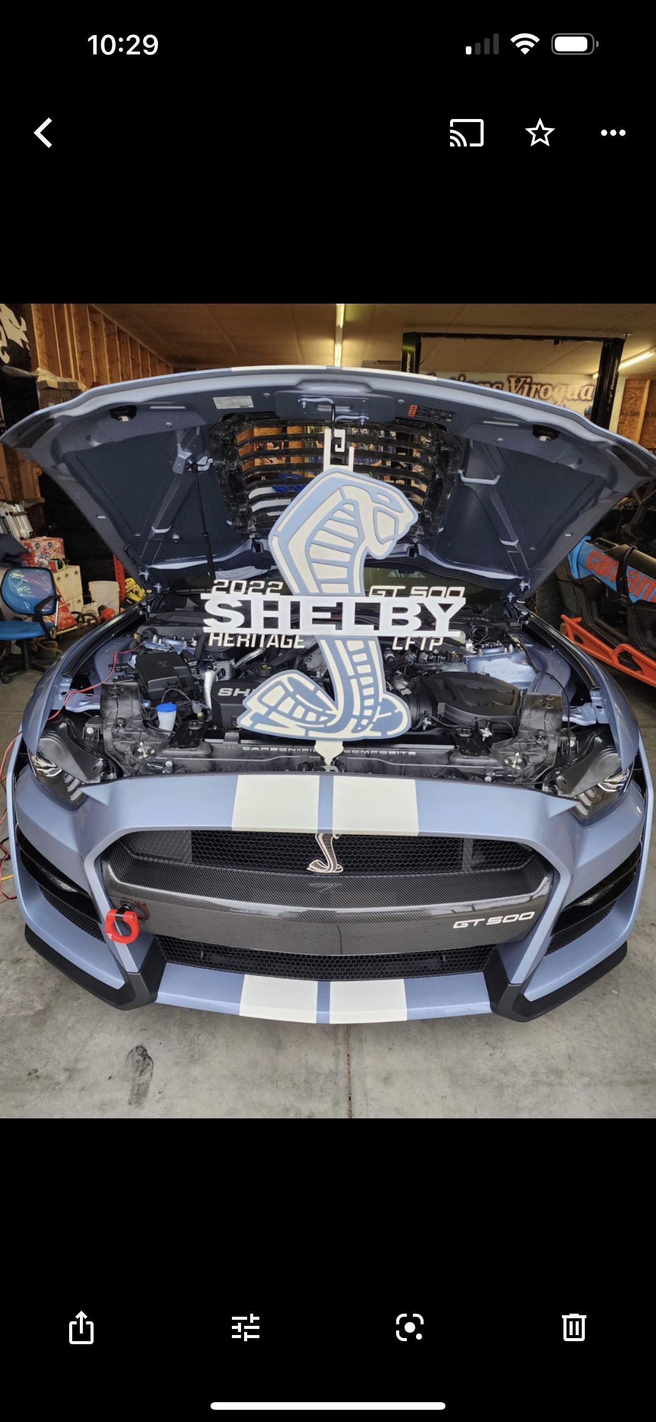 Shelby heritage edition gt350 hood prop, blue metallic