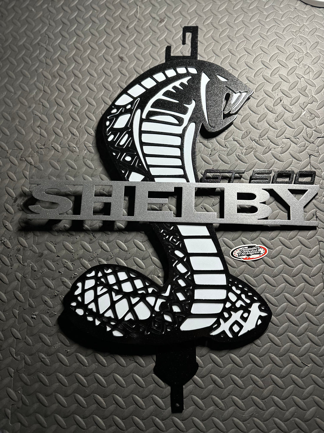 Shelby cobra gt500 hood prop, black and white