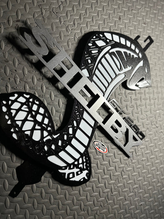 Shelby cobra gt500 hood prop, black and white