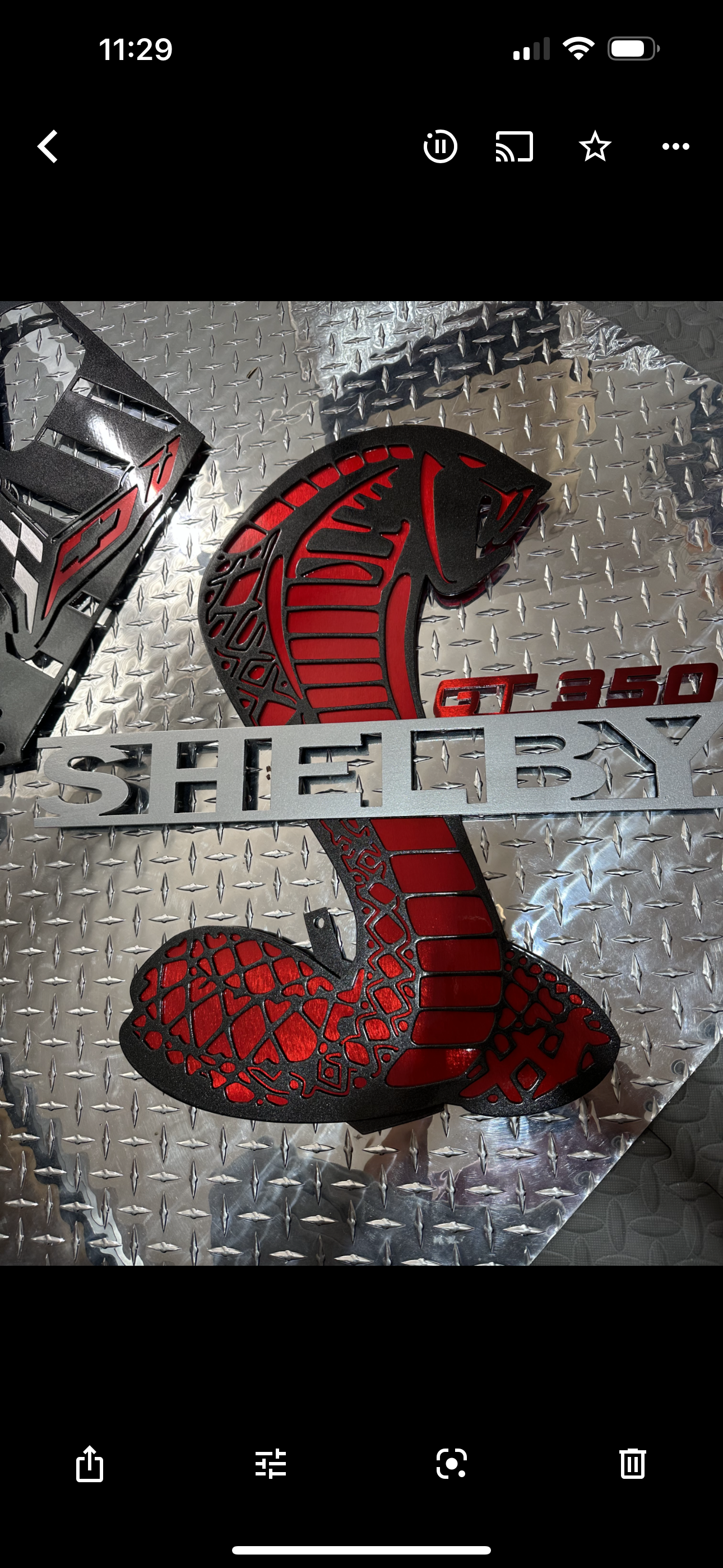 Shelby cobra gt350 hood prop, metallic red